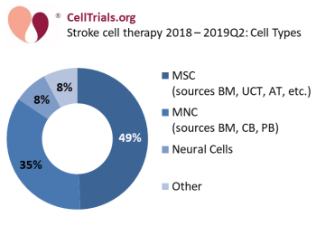 Stroke cell therapy 2018 - 2019Q2: cell types
