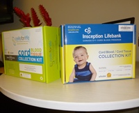 collection kits from Cell Care brands in Canada: Cells For Life (left) and Insception Lifebank (right)