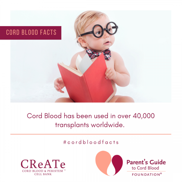 Cord Blood has been used in over 40,000 transplants worldwide