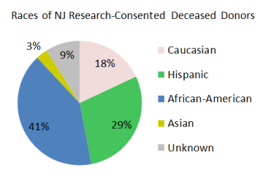 Racial breakdown of NJ Sharing Network organ donors