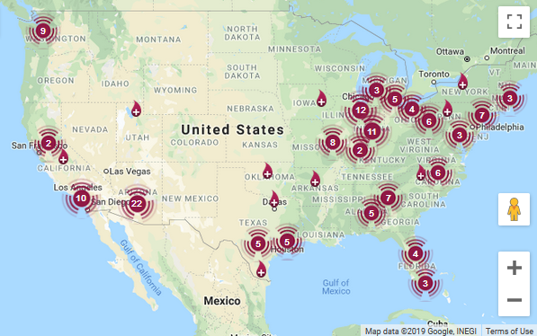 how to donate locations in the USA