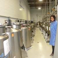 Laboratory QA Director Nazish Ahmed, PhD, shows off the Insception inventory