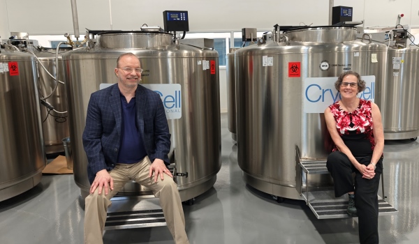 Tom Moss and Frances Verter at the Cryo-Cell building in Durham North Carolina