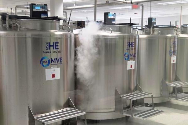 cryogenic storage dewars at NECC laboratory
