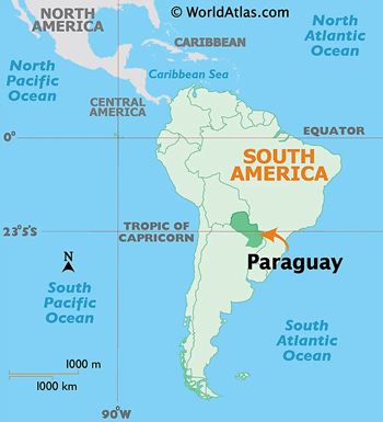 Paraguay map in World Atlas