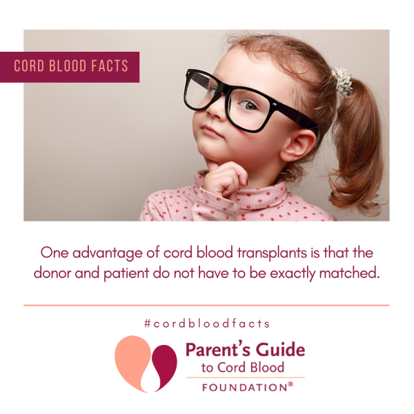 One advantage of cord blood transplants is that the donor and patient do not have to be exactly matched
