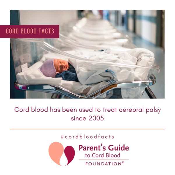 Cord blood has been used to treat cerebral palsy since 2005.