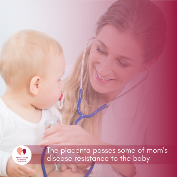 The placenta passes some of mom's disease resistance to the baby