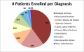Patients enrolled per autoimmune diagnosis Number of patients enrolled in clinical trials per autoimmune diagnosis