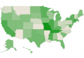 heat map of automatic newborn screening in the United States heat map of automatic newborn screening in the United States